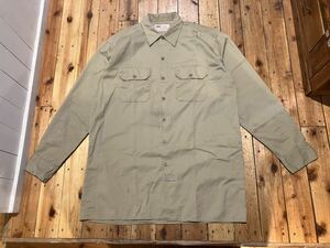 Dickies USA import men's L long sleeve beige 100 jpy start selling out work shirt long sleeve shirt old clothes Dickies plain 