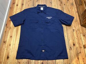 Dickies USA import men's XL navy 100 jpy start selling out work shirt short sleeves Dickies old clothes enterprise embroidery 