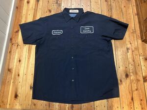 CINTAS USA import men's XL navy short sleeves 100 jpy start selling out old clothes work shirt badge sintas