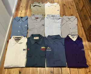 ワークシャツ　20枚　セット　長袖　USA輸入　100円スタート　売り切り　古着　Dickies RED KAP 刺繍 無地 スタッフシャツ　ベール　卸