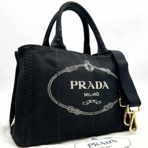 1 иен ~ * популярный * PRADA Prada kana paS 2way Mini черный чёрный парусина сумка на плечо ручная сумочка треугольник plate унисекс 