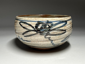 【瑞】刷毛目　染付蜻蛉紋　茶碗　陶器