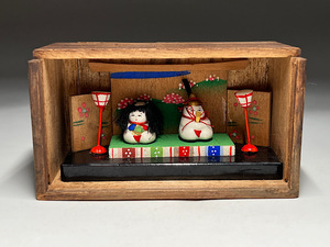 【瑞】ひな人形 木製　伝統工芸 ミニサイズ 箱高さ：約5.６㎝ ひなまつり 雛人形 インテリア