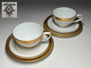 【瑞】ノリタケNoritake　１４６６　カップ＆ソーサー＋ケーキ皿　２客セット（６点）