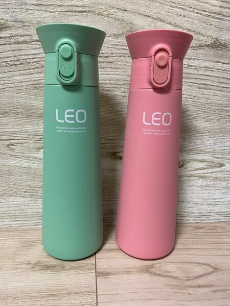未使用　水筒 LEO 280ml ピンク・グリーン 2本セット