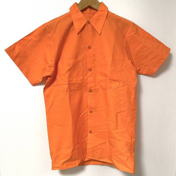 80s USA製 デッドストック? MARKET-WEAR ワークシャツ 半袖 オレンジ Sサイズ