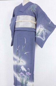 1089■ 美品 流水に菖蒲 単衣 訪問着 ■ひまわり