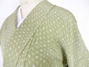 817■ 美品 麻の葉に梅模様 単衣 小紋 ■ひまわり