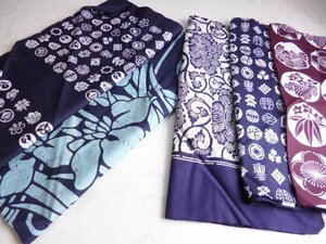 774# unused tree cotton furoshiki 5 pieces set made in Japan low lack dyeing flower Tang .# sunflower 