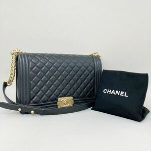 【未使用】【美品】　BOY CHANEL　ボーイシャネル 28　チェーンバッグ　キャビアスキン　ブラック　シャネル　CHANEL【USED】