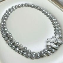 本真珠ネックレス8mm 85cm天然Pearl necklace コバルト_画像2