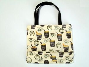 Art hand Auction ☆HM341 Sac beige fait main avec motif tasse à café et poche intérieure☆, Fait main, sac, sac, pour femme