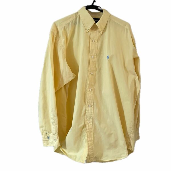［訳あり］ラルフローレン ボタンダウンシャツ長袖シャツ コットン　大きいサイズ　アメリカ　水色刺繍