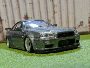 ★1/64 トミカサイズ　日産スカイラインＧＴ-Ｒ（Ｒ34）改深リム、ローダウン、他にも色々出品中!