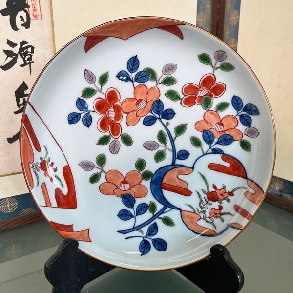 源右衛門 古伊万里風椿絵 飾り皿 大皿