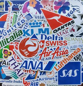 世界のエアライン“Logo”ステッカー集■防水+耐光性/Airline Sticker×55種/55枚セット：送料込み999円 