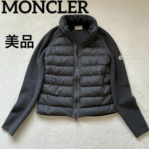 [ beautiful goods ]MONCLER Moncler cardigan MAGLIONE gray grey XS knitted down switch lady's high class down filling 