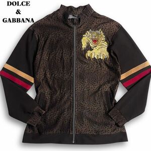  трудно найти / редкий L* Dolce & Gabbana DOLCE&GABBANA спортивная куртка . Tiger вышивка Leopard леопардовая расцветка блузон Brown весна лето *