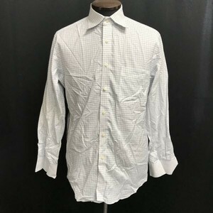 良品★ユニクロ/UNIQLO★長袖シャツ【メンズM/白×青系/white×blue系/チェック】Tops/Shirts◆BH764