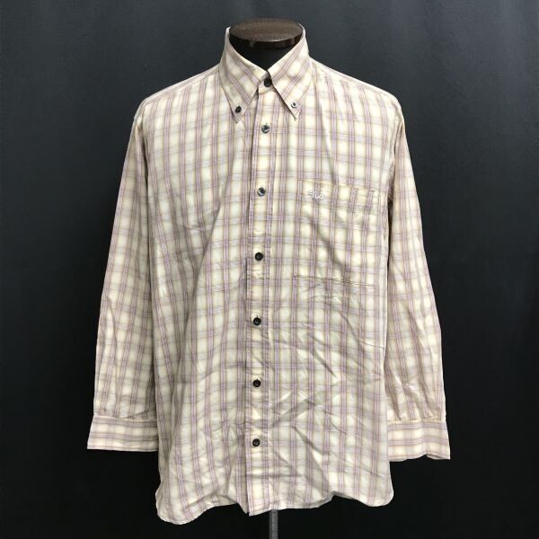 フィラ/FILA★ボタンダウン/長袖シャツ【メンズM/茶系/brown系/チェック】Tops/Shirts◆BH764