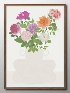 Art hand Auction 14870 ■ Kostenloser Versand!! Kunstplakat, Malerei, A3-Format, Rose, Blume, botanische Illustration, nordisches Mattpapier, Gehäuse, Innere, Andere