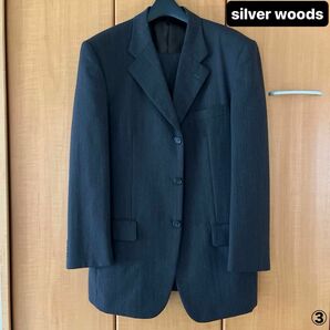 【silver woods】メンズ　スーツ ストライプ　毛100% 96A7