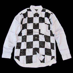 コムデギャルソンシャツ　シャツ　パッチワーク　ストライプ×ブラック　XS　comme　des　garcons　shirt