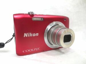 ◆薄くて高画質 Nikon COOLPIX S2900 デジタルカメラ 赤 動作品◆2005万画素 光学ズーム5倍 液晶モニター2.7型/ニコン デジカメ