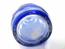 ■お洒落 切子ガラス デキャンタ ブルー カットグラス 全長36.5cm■色被せガラス ガラス瓶_画像7