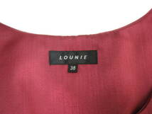 最終セール ルーニィ LOUNIE ワンピース ドレス 光沢 ノースリーブ ミニ丈 38 ワインレッド C307 _画像6