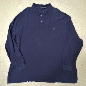 良品 ポロラルフローレン 長袖ポロシャツ オーバーサイズ 現行タグ 5XL POLO Ralph Lauren ビッグサイズ トールサイズ ネイビー