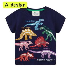 A образец 110cm короткий рукав футболка departure цвет обработка флуоресценция обработка casual динозавр рисунок космос рисунок принт T Kids одежда мужчина Корея ребенок одежда 80cm 90cm 100cm 110cm
