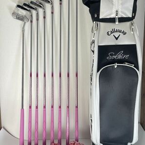 美品 レディース ゴルフセット Quincy ES ゴルフクラブ8本 Callaway Solaire キャディバッグ ゴルフバッグ 7 9 S P パター UT 4W 1W の画像1