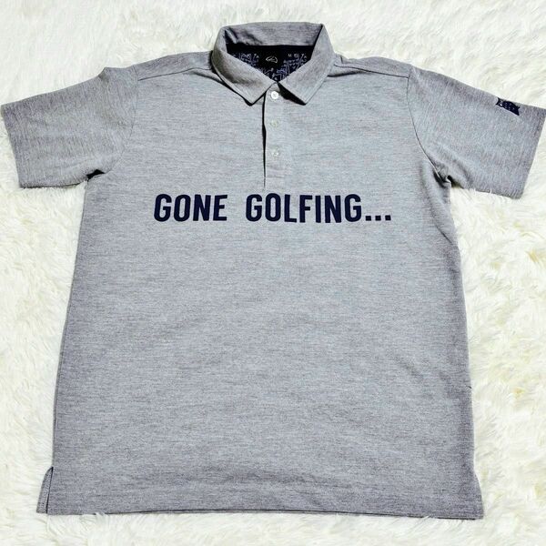 【美品】KASCO ゴルフウェア 半袖ポロシャツ メンズ M グレー