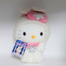 ご当地 地域 限定 北海道 ハローキティ Hello Kitty 雪うさぎ ウサギ スノーフレーク 結晶 ぬいぐるみ 2001年 タグ付き ゆうパック送料込_画像1