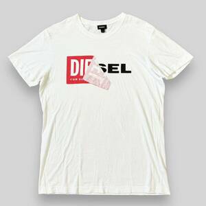  хорошая вещь DIESEL дизель Logo графика patch короткий рукав футболка L белый белый box Logo принт действующий товар половина рукав 