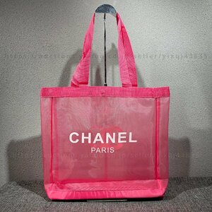 シャネル ノベルティ 非売品 CHANEL VIPギフト トートバッグ メッシュ プールバッグ ショッキングピンク 大きめ ブランド レディース