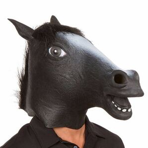 馬かぶりもの 馬マスク 黒 イベント コスプレ お面 アニマル 被り物 余興 ブラック 馬 パーティー おもしろマスク ラバーマスク 仮装