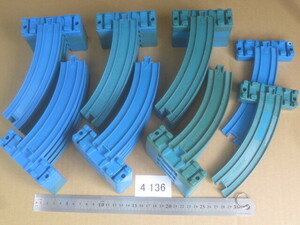 # used Plarail large amount exhibition roadbed slope bending line rail 24ps.@4136