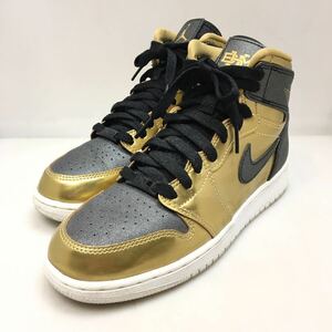 ナイキ NIKE スニーカー エアジョーダン1 レトロ ハイ 23.5cm BHM GG メタリック ゴールド 909805-700