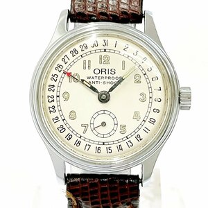【1円スタート】ORIS オリス 6651 ポインターデイト スモセコ SS シルバー文字盤 手巻き ボーイズ腕時計 ジャンク 266663