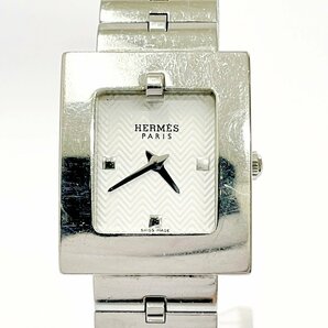 【1円スタート】HERMES エルメス BE1.110 ベルトウォッチ スクエア SS ホワイト文字盤 クオーツ レディース腕時計 ジャンク 266685の画像2