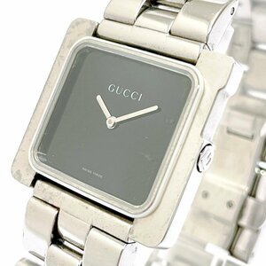 【1円スタート】GUCCI グッチ 3600M スクエア SS ブラック文字盤 クオーツ メンズ腕時計 ジャンク 266664