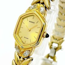 【1円スタート】RADO ラドー GP ゴールド文字盤 クオーツ レディース腕時計 ジャンク 263151_画像2