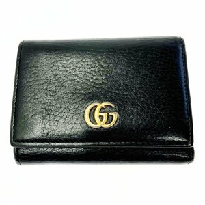 【1円スタート】GUCCI グッチ 474746・2091 GGマーモント レザー ブラック 三つ折り 財布 267819