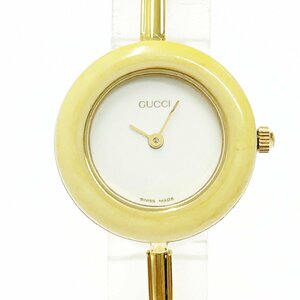 【1円スタート】GUCCI グッチ 11/12.2 チェンジベゼル GP ホワイト文字盤 クオーツ レディース腕時計 273067