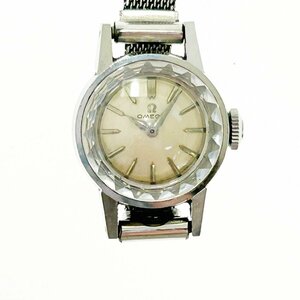 【1円スタート】【訳あり品】OMEGA オメガ カットガラス SS シルバー文字盤 手巻き レディース腕時計 273032