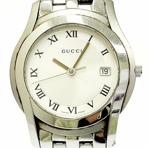 【1円スタート】【箱付き・訳あり品】GUCCI グッチ 5500M Gクラス SS シルバー文字盤 クオーツ メンズ腕時計 277008