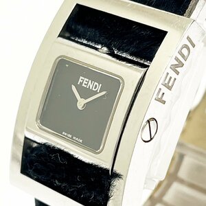 【1円スタート】FENDI フェンディ ジャイロ スクエア SS ブラック文字盤 クオーツ レディース腕時計 ジャンク 277119