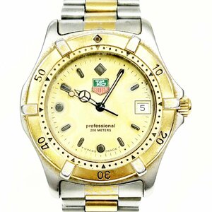 [1 jpy start ]TAG HEUER TAG Heuer 964.006 Professional SS×GP Gold face quarts men's wristwatch Junk 277289